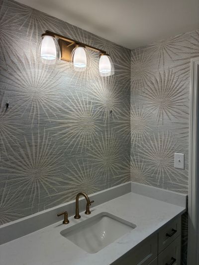 Metallic Silver on Beige Wallpaper